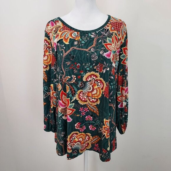 Johnny Was Orizaba Puff Sleeve Top Size Large - Picture 7 of 8